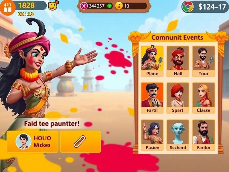 Holi Hero Legend gameplay screenshot showing colorful festival elements